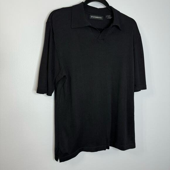 Statements Mens Lightweight Silk Blend Knit Buttonless Polo Shirt Vintage - Picture 2 of 10